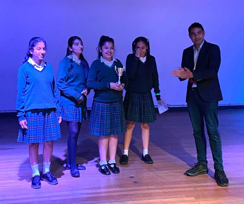Poetry slam winners with cllr shaheen